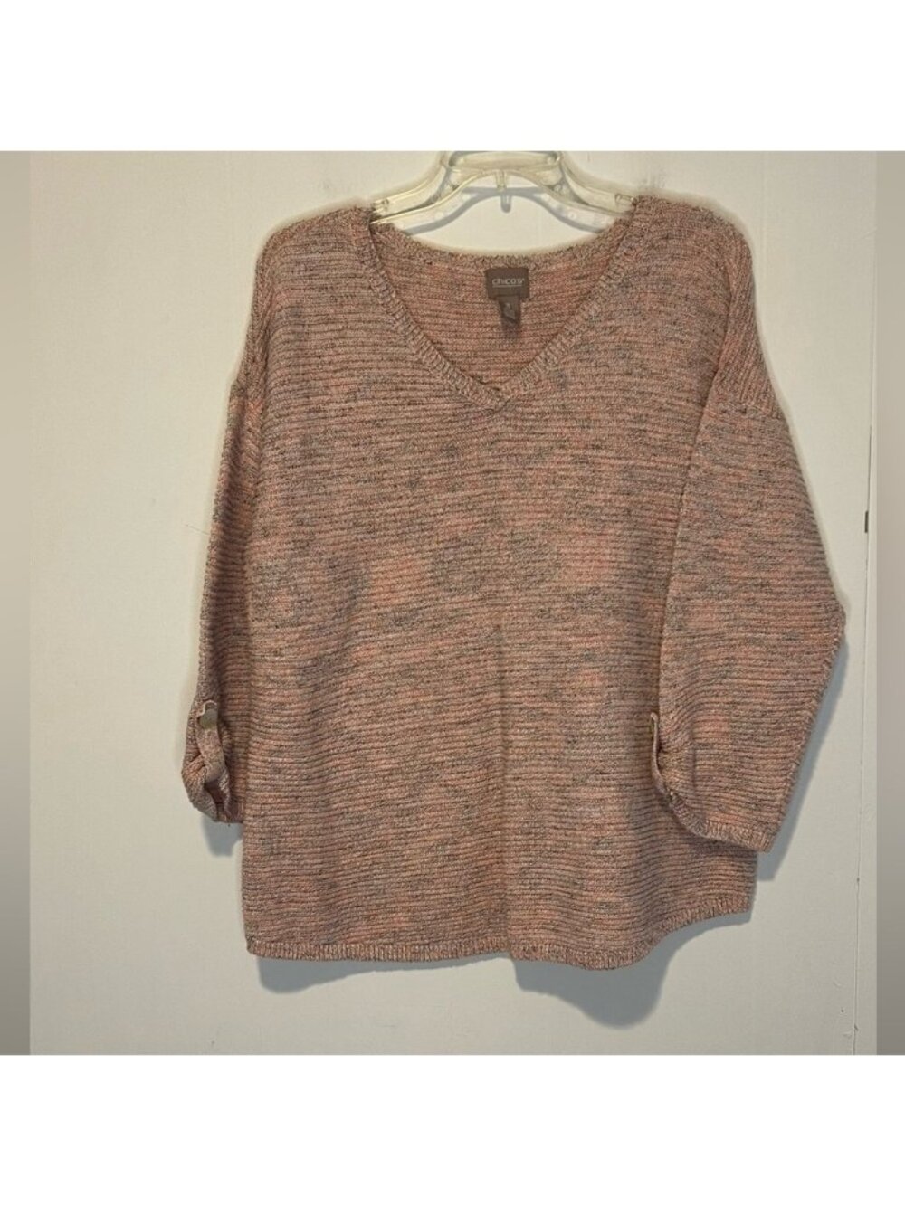 Chicos V-neck Women’s Sweater 3/4 Sleeve 071626